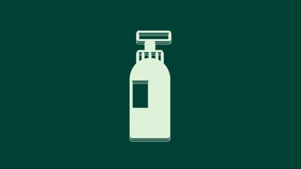 白色洗发水图标瓶 绿色背景隔离 4K视频运动图形动画 — 图库视频影像