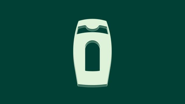 緑色の背景に隔離されたシャンプーアイコンのホワイトボトル 4Kビデオモーショングラフィックアニメーション — ストック動画