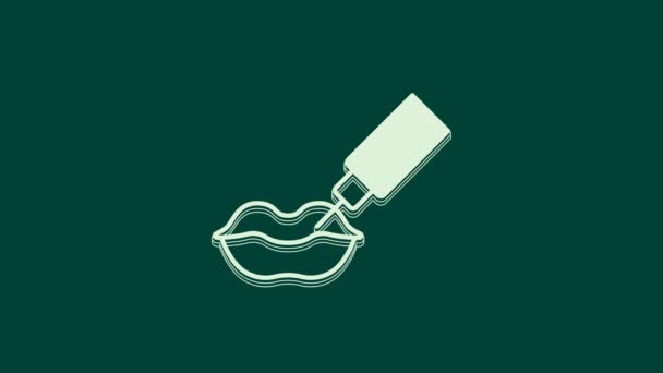 Weißes Lippenvergrößerungssymbol Isoliert Auf Grünem Hintergrund Injektion Von Hyaluronsäure Konturenplastik — Stockvideo