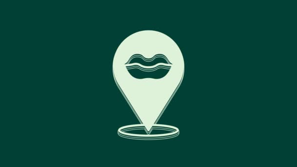 Icona Labbra Bianche Sorridenti Isolata Sfondo Verde Simbolo Del Sorriso — Video Stock