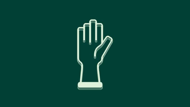 Wit Beschermende Handschoenen Pictogram Geïsoleerd Groene Achtergrond Video Motion Grafische — Stockvideo
