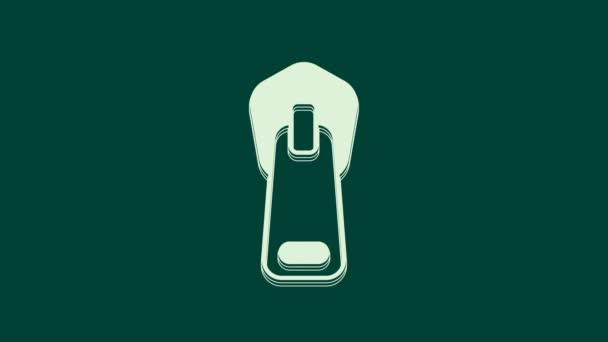 Білий Zipper Ізольований Зеленому Фоні Відеографічна Анімація — стокове відео