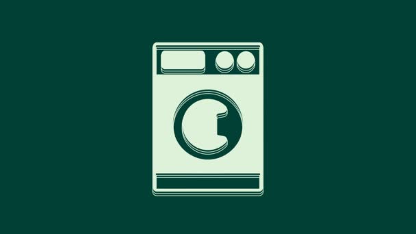 Ícone White Washer Isolado Fundo Verde Ícone Máquina Lavar Máquina — Vídeo de Stock