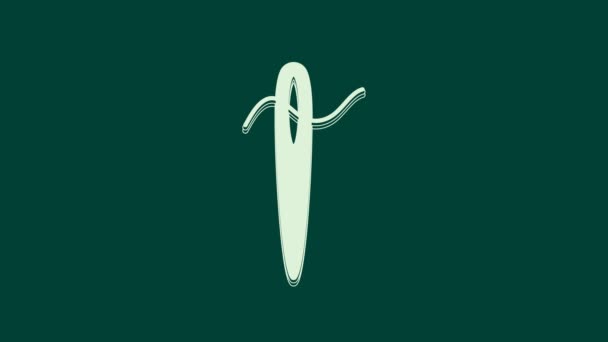 Weiße Nadel Zum Nähen Mit Fadensymbol Auf Grünem Hintergrund Maßanfertigung — Stockvideo