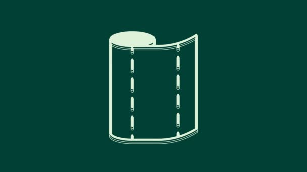 Λευκό Ύφασμα Ύφασμα Ρολό Εικονίδιο Απομονώνονται Πράσινο Φόντο Roll Χαλί — Αρχείο Βίντεο