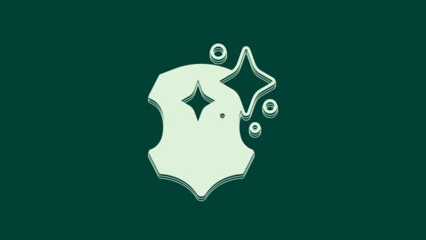 Біла Шкіряна Ікона Ізольована Зеленому Тлі Відеографічна Анімація — стокове відео