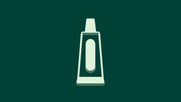 Tubo Bianco Icona Dentifricio Isolato Sfondo Verde Animazione Grafica Video — Video Stock