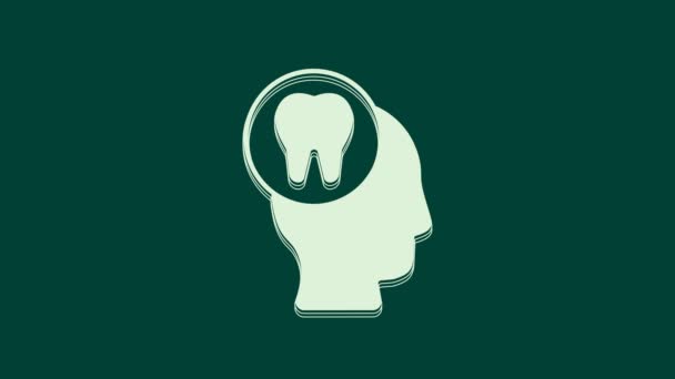 Белая Иконка Зубной Боли Выделена Зеленом Фоне Видеографическая Анимация — стоковое видео