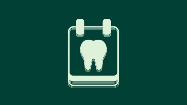 White Calendar Tooth Icon Isolated Green Background International Dentist Day — Stock Video