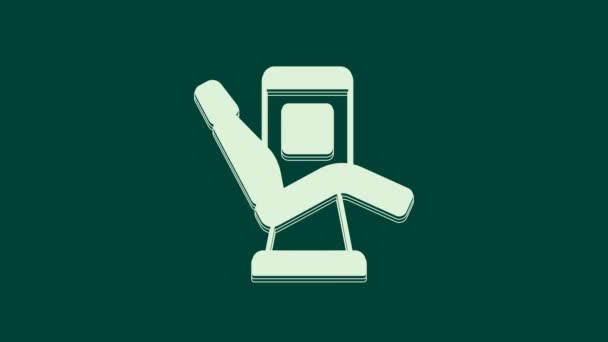 White Medical Dental Chair Icon Isolated Green Background Dentist Chair — Stock Video