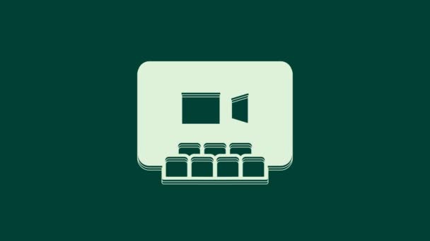 White Video Chat Konferens Ikon Isolerad Grön Bakgrund Online Möte — Stockvideo