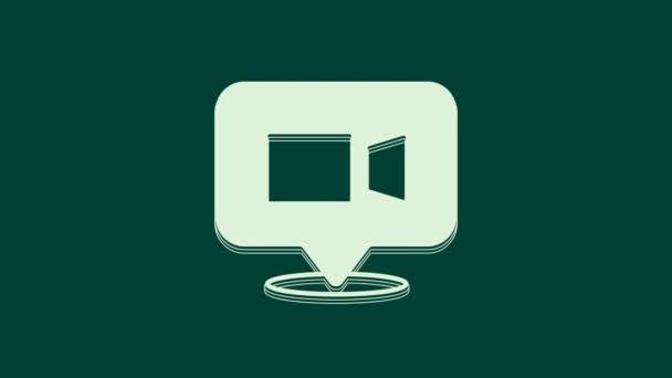 Ikon Konferensi Obrolan Video Putih Diisolasi Dengan Latar Belakang Hijau — Stok Video
