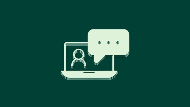 White Video Chat Conference Icon Isolated Green Background Online Meeting — Stock Video
