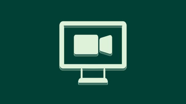 White Video Chat Konferens Ikon Isolerad Grön Bakgrund Online Möte — Stockvideo