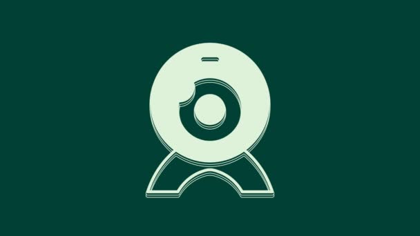 Biała Ikona Kamery Internetowej Izolowana Zielonym Tle Kamera Czacie Ikona — Wideo stockowe
