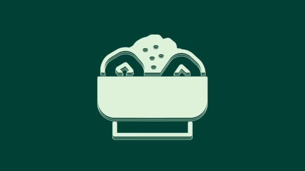 White Chow Plate Icon Isoliert Auf Grünem Hintergrund Asiatisches Essen — Stockvideo