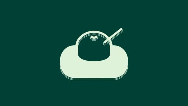 Белый Иконка Mochi Изолированы Зеленом Фоне Японский Традиционный Мягкий Десерт — стоковое видео