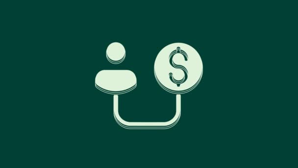 Белый Человек Деньги Значок Изолирован Зеленом Фоне Концепция Привлечения Инвестиций — стоковое видео