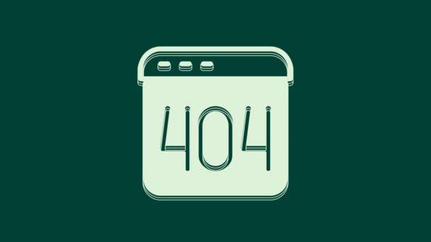 White Page Іконою Помилки 404 Ізольованою Зеленому Фоні Template Повідомляє — стокове відео