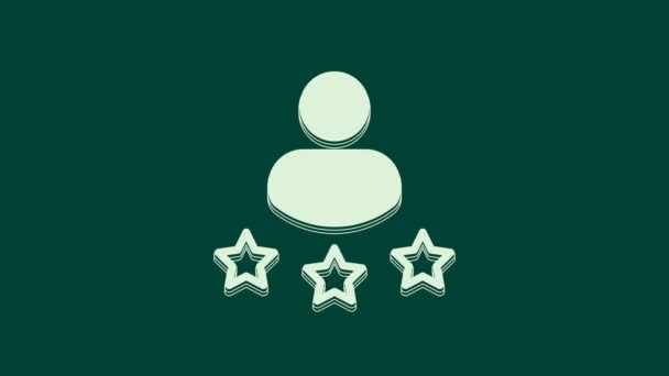 White Consumer Customer Product Rating Icon Isolated Green Background Video — Video Stock
