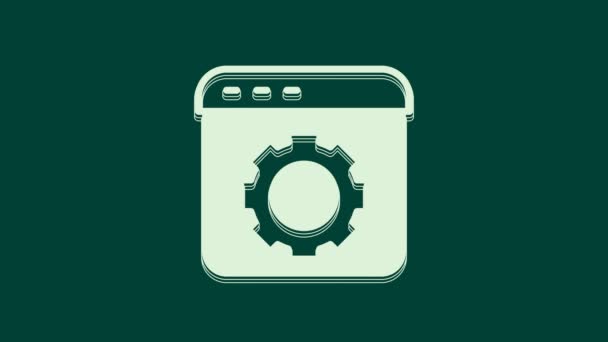 White Browser Setting Icon Isolated Green Background Adjusting Service Maintenance — Video Stock