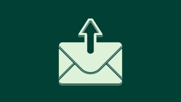 白色邮件和电子邮件图标孤立在绿色背景 信封符号电子邮件 电子邮件信息签名 4K视频运动图形动画 — 图库视频影像