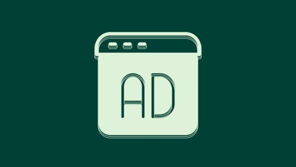 White Advertising Icon Isolated Green Background Concept Marketing Promotion Process — Αρχείο Βίντεο