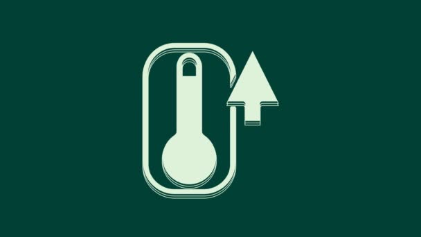 Witte Meteorologie Thermometer Meten Warmte Koude Pictogram Geïsoleerd Groene Achtergrond — Stockvideo
