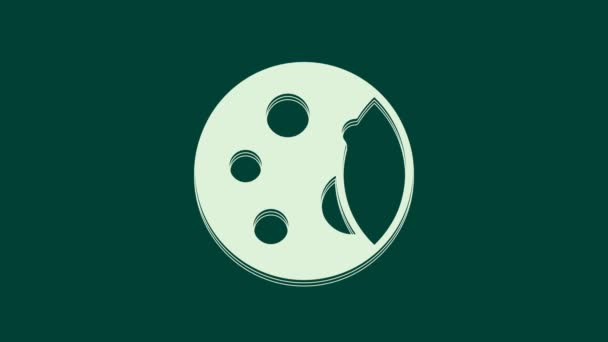 White Moon Phases Icon Isolated Green Background Video Motion Graphic — Stock Video