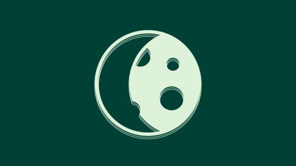 Biały Księżyc Faz Ikony Izolowane Zielonym Tle Animacja Graficzna Ruchu — Wideo stockowe