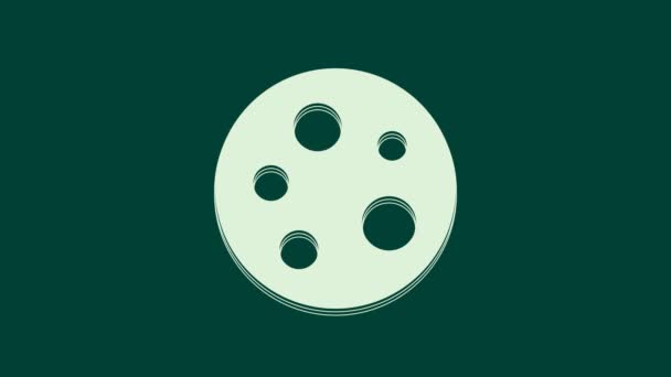 Иконка Белая Луна Выделена Зеленом Фоне Видеографическая Анимация — стоковое видео