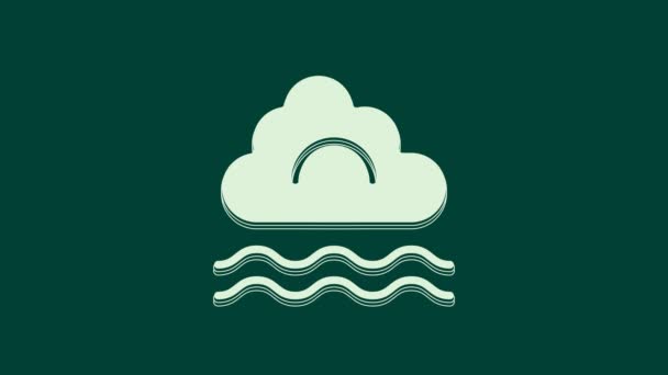 Nevoeiro Branco Ícone Nuvem Isolado Fundo Verde Animação Gráfica Movimento — Vídeo de Stock