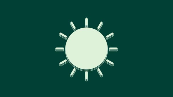 Icono Sol Blanco Aislado Sobre Fondo Verde Animación Gráfica Vídeo — Vídeos de Stock