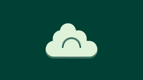 White Cloud Icoon Geïsoleerd Groene Achtergrond Video Motion Grafische Animatie — Stockvideo