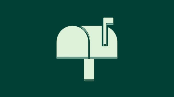 White Mail Box Icon Isolated Green Background Mailbox Icon Mail — Stock Video