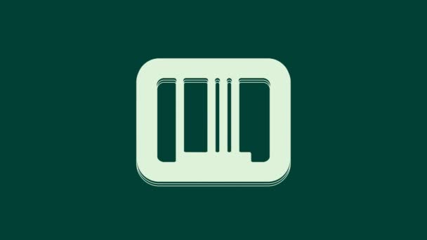 White Barcode Icon Isolated Green Background Video Motion Graphic Animation — Vídeo de Stock
