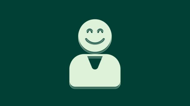 Beyaz Mutlu Müşteri Simgesi Yeşil Arka Planda Izole Edildi Video — Stok video