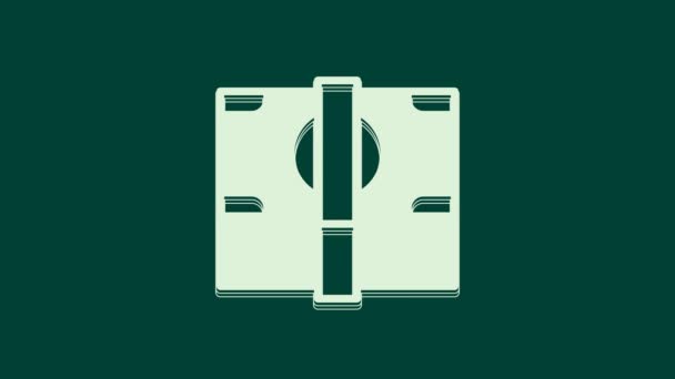 White Stacks Papel Moneda Icono Efectivo Aislado Sobre Fondo Verde — Vídeos de Stock
