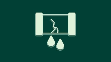 Yeşil arka planda kapakçık simgesi olan beyaz kırık yağ borusu. 4K Video hareketli grafik canlandırması.