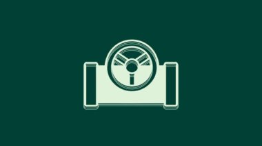 Yeşil arka planda kapakçık simgesi olan beyaz yağ borusu. 4K Video hareketli grafik canlandırması.