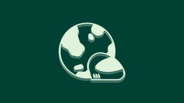 Beyaz yarış başlığı simgesi yeşil arka planda izole edildi. Olağanüstü bir spor. Spor malzemeleri. 4K Video hareketli grafik canlandırması.