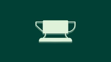 Beyaz Demirci örs aracı simgesi yeşil arkaplanda izole edildi. Metal dövmesi. Kalpazanlık aleti. 4K Video hareketli grafik canlandırması.