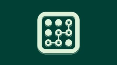 Beyaz Grafik şifre koruması ve yeşil arkaplanda izole edilmiş güvenlik erişim simgesi. Güvenlik, güvenlik, koruma, gizlilik kavramı. 4K Video hareketli grafik canlandırması.