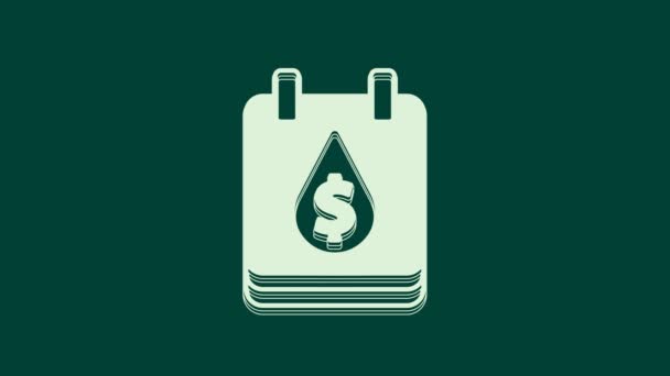 Bianco Goccia Olio Con Icona Simbolo Dollaro Isolato Sfondo Verde — Video Stock