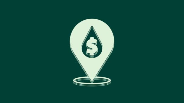 白色油滴与美元符号图标隔离在绿色背景 石油价格 石油和石油工业 4K视频运动图形动画 — 图库视频影像