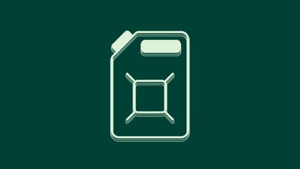 Λευκό Δοχείο Για Εικονίδιο Βενζίνης Απομονωμένο Πράσινο Φόντο Εικονίδιο Αερίου — Αρχείο Βίντεο