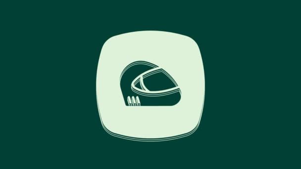 White Racing Helmet Icon Isolated Green Background Extreme Sport Sport — Stock Video
