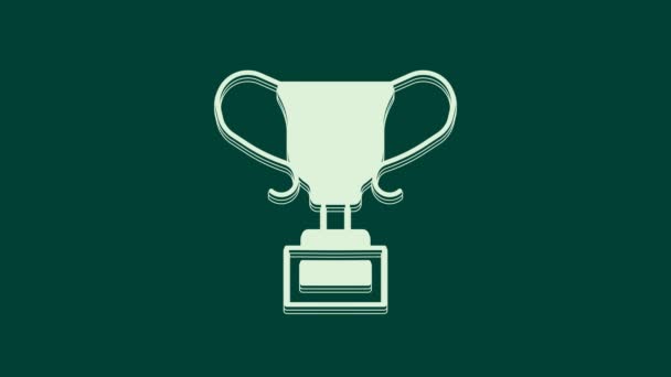 Icône Coupe White Award Isolé Sur Fond Vert Symbole Trophée — Video