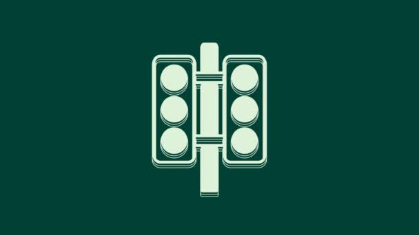 Beyaz Yarış Trafik Lambası Ikonu Yeşil Arka Planda Izole Edildi — Stok video