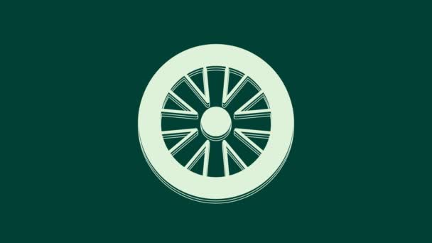 Cerchi Lega Bianca Icona Auto Isolato Sfondo Verde Animazione Grafica — Video Stock